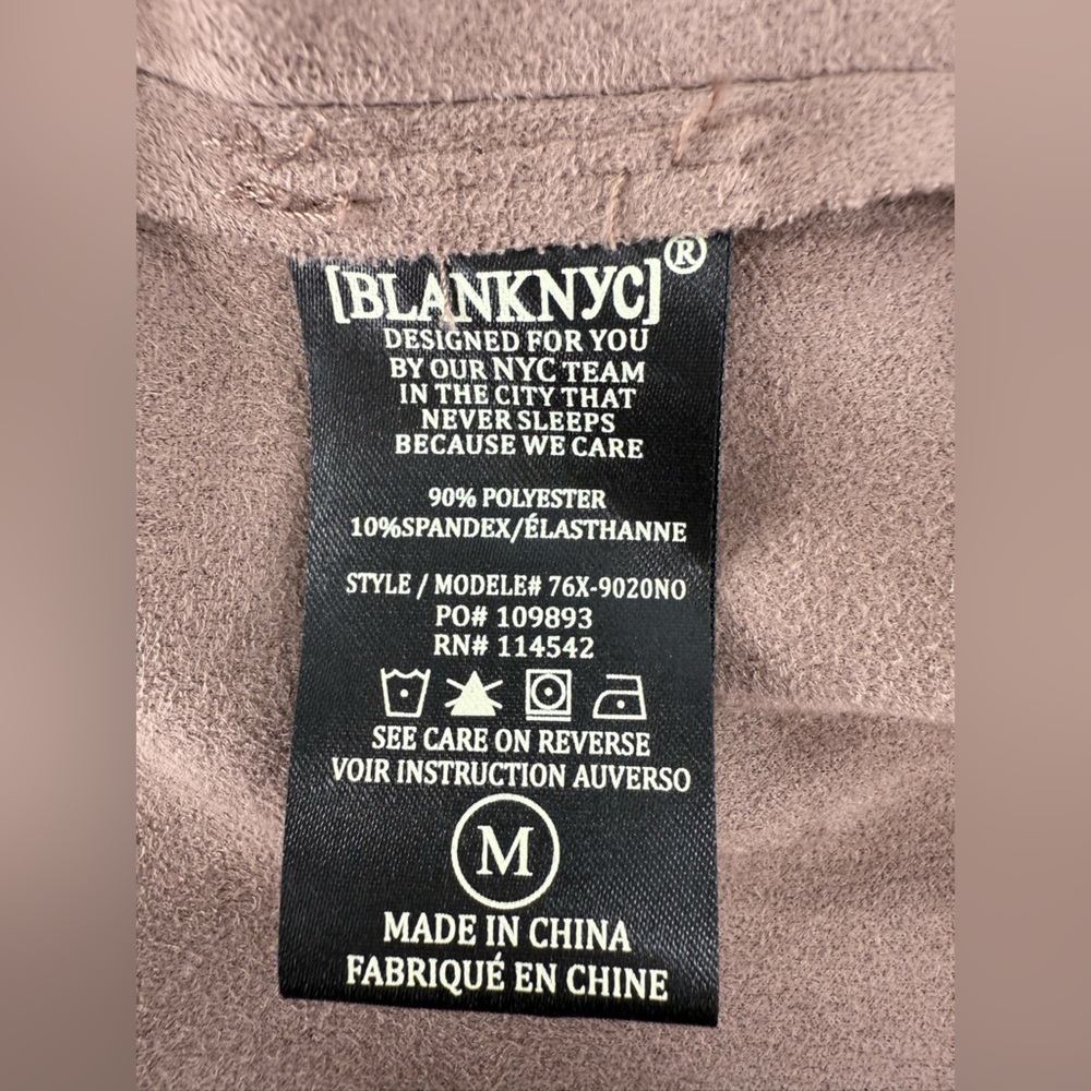 Blank NYC Tan Blazer with Waterfall Front Zipper Front Size M - Picture 4 of 10